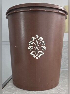 Vintage Tupperware Brown Harvest Design Servalier Cannister *Damaged*